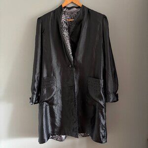 Vintage 80s Reversible Black & Abstract Patterned Jacket
